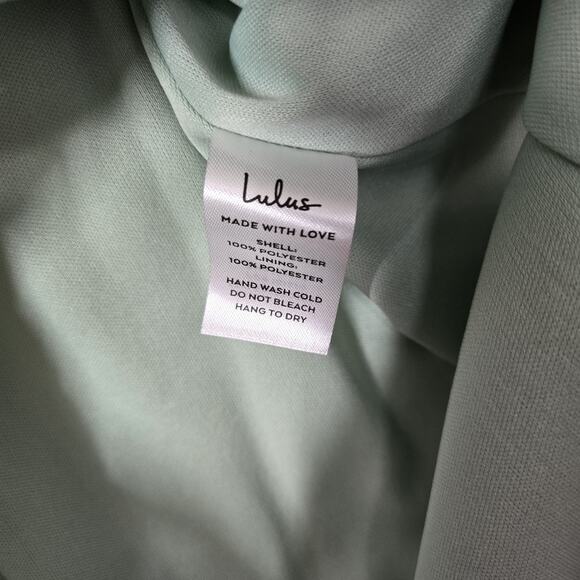 Lulu's Jacquard Short Sleeve Wrap Midi Dress S Blissfully Sage Green Ruffle - Picture 9 of 12